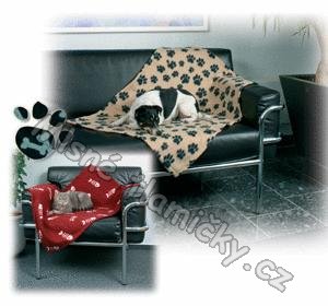 Deka pro psy fleece Beany Béžová a tlapky 100x70cm TR