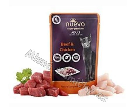 Nuevo kočka kuřecí a hovězí kapsa 85g