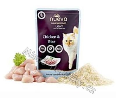 Nuevo kočka Light kuřecí s rýží kapsa 85g