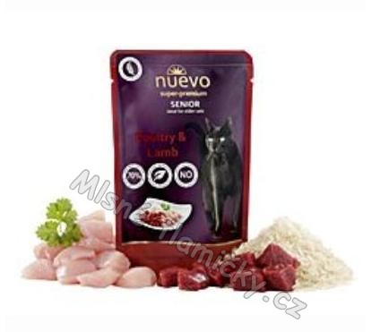 Nuevo kočka senior drůbeží a jehněčí s rýží kapsa 85g