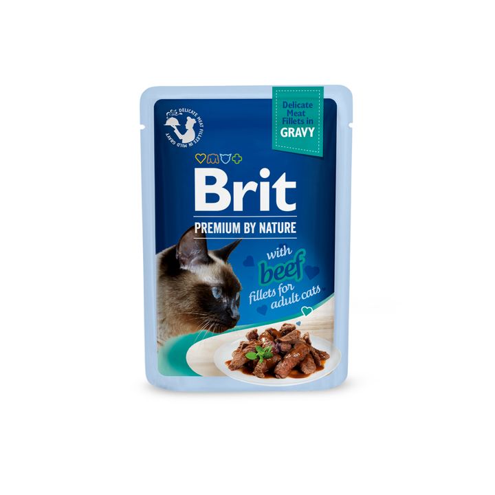 Brit Premium Cat D Fillets in Gravy with Beef 85g