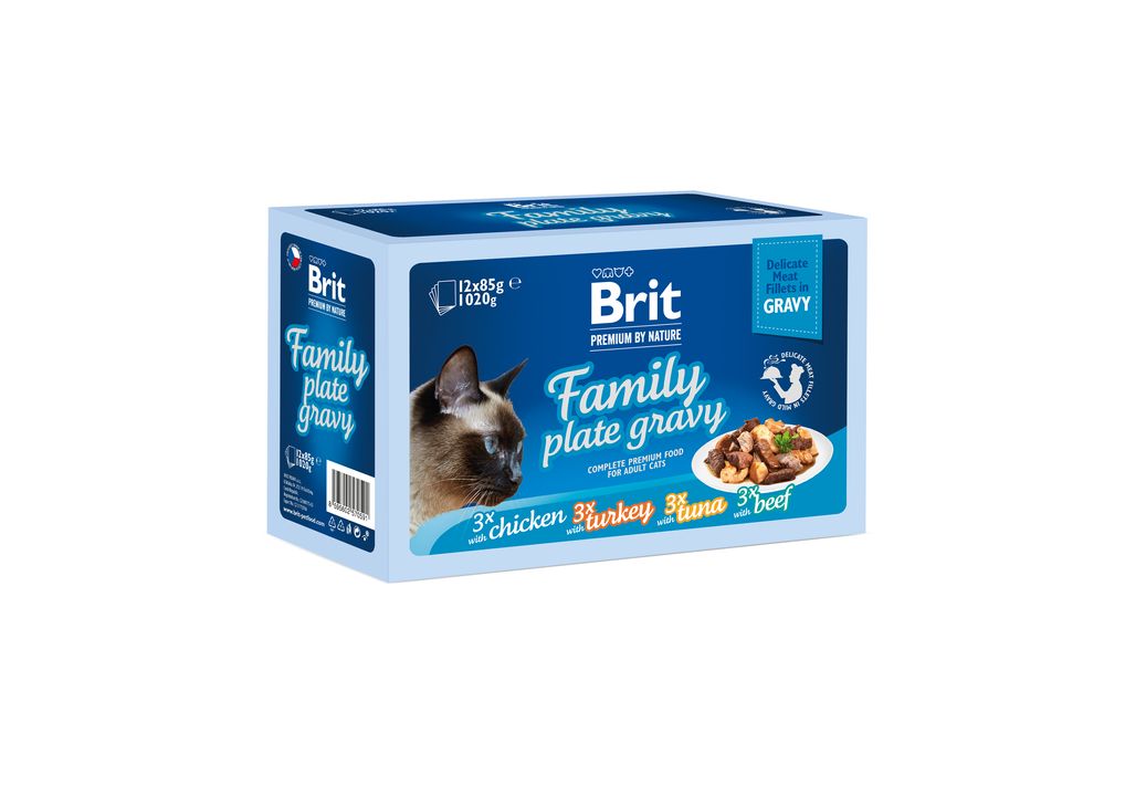 Brit Premium Cat D Fillets in Gravy Family Plate 1020g