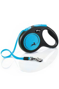 Vodítko FLEXI Neon M pásek 5m/25kg černá/modrá