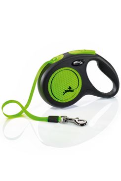 Vodítko FLEXI Neon M pásek 5m/25kg černá/zelená