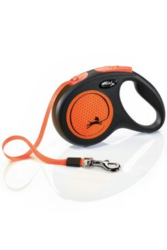 Vodítko FLEXI Neon M pásek 5m/25kg černá/oranžová