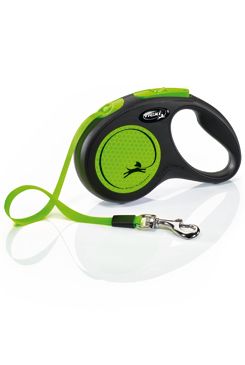 Vodítko FLEXI Neon S pásek 5m/15kg černá/zelená