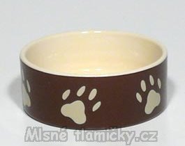 Miska keramická pes s béž.tlapkami Hnědá 0,3l 12cm TR
